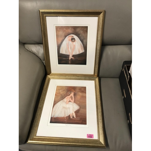 166 - 2 X FRAMED & GLAZED LTD ED BALLERINA PICTURES - CERTIFICATES ON REVERSE - 46CMS X 52CMS