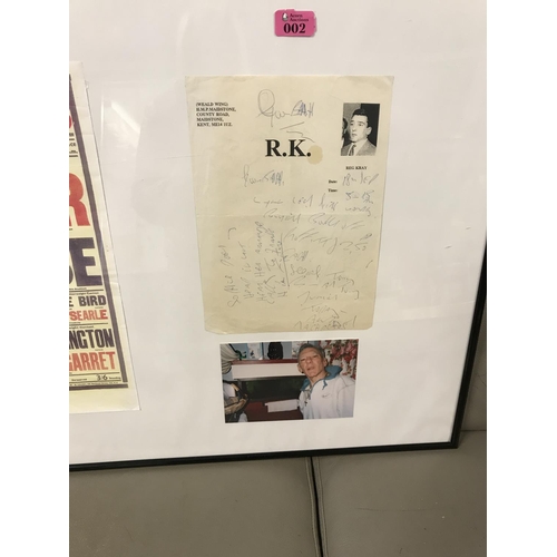 2 - FRAMED & GLAZED REG KRAY MEMORABILIA - WRITEN LETTER FROM WHEN REGGIE KRAY WAS IN H.M.P MAIDSTONE PR... 