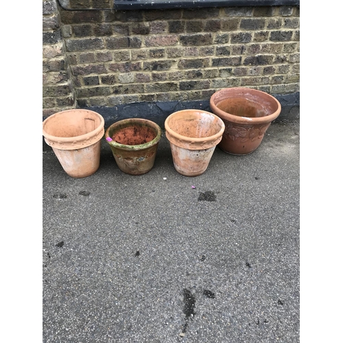 24 - 4 X TERRACOTA GARDEN POTS - APPROX 34CMS H - COLLECTION ONLY OR ARRANGE OWN COURIER