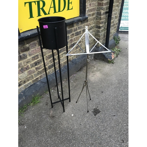 26 - BLACK METAL PLANT HOLDER - 104CMS H & A NICE SHEET MUSIC STAND - COLLECTION ONLY OR ARRANGE OWN COUR... 