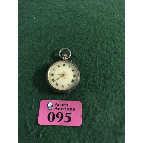 95 - PRETTY VINTAGE LADIES SILVER POCKET WATCH - CLOCKS AND WATCHES ARE NOT TESTED