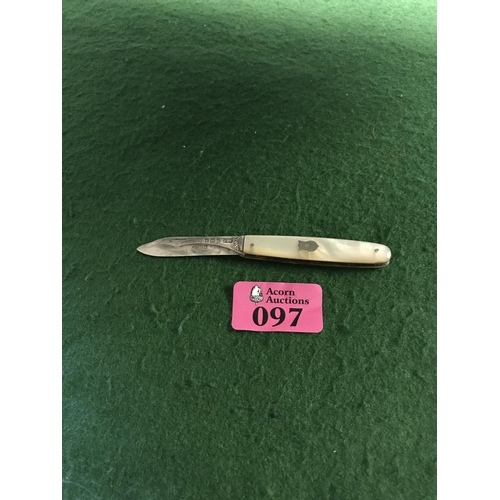 97 - SILVER FRUIT KNIFE WITH MOP HANDLE
