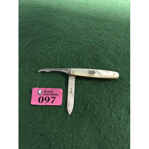 97 - SILVER FRUIT KNIFE WITH MOP HANDLE