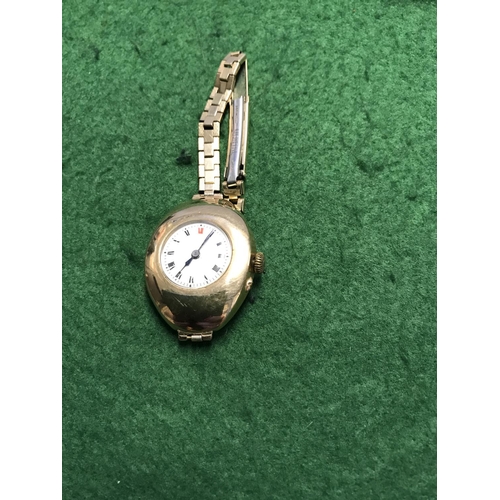 99 - VINTAGE LADIES 9CT WATCH WITH ROLLED GOLD BRACELET STRAP- WATCHES AND CLOCKS ARE NOT TESTED - BOX FO... 