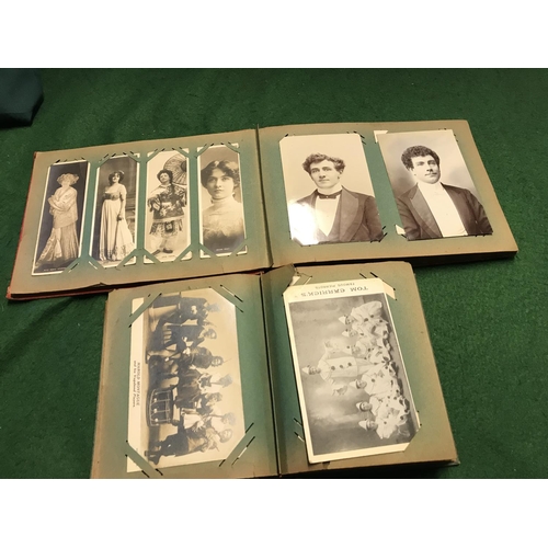 174 - 2 X EARLY POSTCARD ALBUMS MAINLY OF B&W FILM STARS ETC - APPROX 100