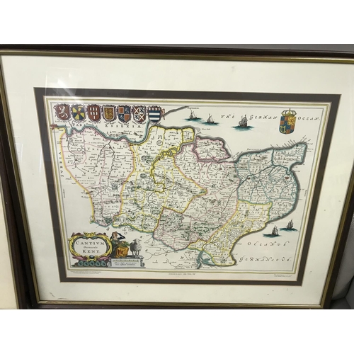 260 - 2 X FRAMED & GLAZED MAPS - 70CMS X 58CMS