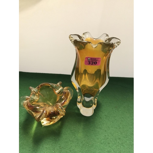 320 - 2 X HEAVY GLASS VASES - 24CMS & 10CMS