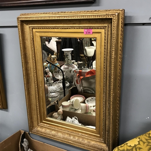 336 - HEAVILY GILT FRAMED MIRROR - 50CMS X 65CMS - COLLECTION ONLY OR ARRANGE OWN COURIER