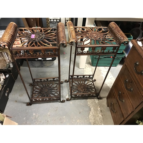 339 - LOVELY PAIR OF METAL TABLES IDEAL FOR PLANTS - INDOOR OR GARDEN - 76CMS H - COLLECTION ONLY OR ARRAN... 