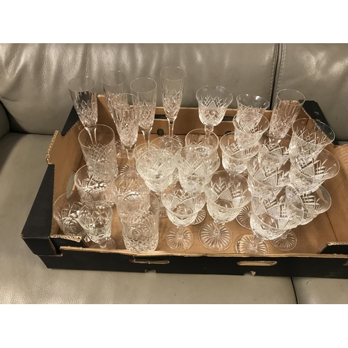 350 - BOX OF LOVELY CUT GLASSES - APPROX 30