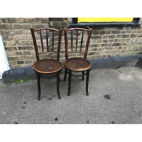 351 - PAIR OF EARLY BENTWOOD CHAIRS BY MUNDUS - COLLECTION ONLY OR ARRANGE OWN COURIER