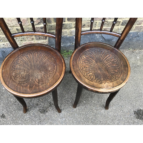 351 - PAIR OF EARLY BENTWOOD CHAIRS BY MUNDUS - COLLECTION ONLY OR ARRANGE OWN COURIER