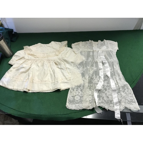 357 - VICTORIAN SILK CHRISTENING GOWN, LACE GOWN & 2 X OTHERS