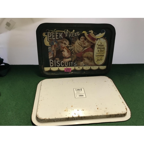 372 - 2 X PEEK FREANS & CO METAL TRAYS - 40CMS X 28CMS