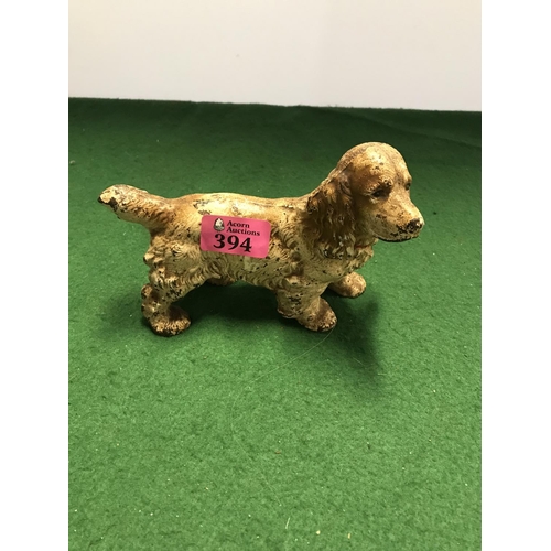 394 - VERY HEAVY CAST IRON SPANIEL DOG - 17CMS L X 12CMS H