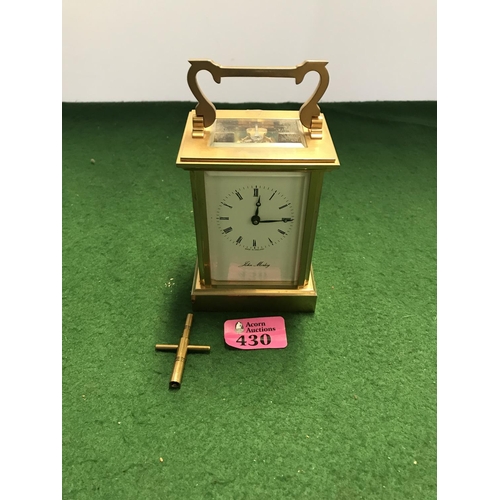 430 - LOVELY SMALL HEAVY JOHN MORLEY CARRIAGE CLOCK WITH 3 GLASS PANELS  - 11 JEWELS - WITH KEY - CLOCKS &... 