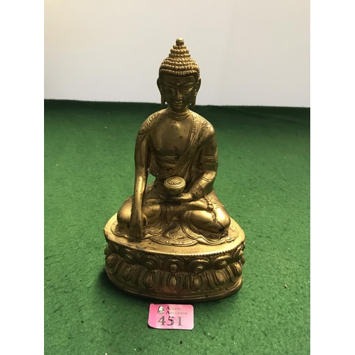 451 - LARGE BRASS DEITY FIGURE - 15CMS X 22CMS