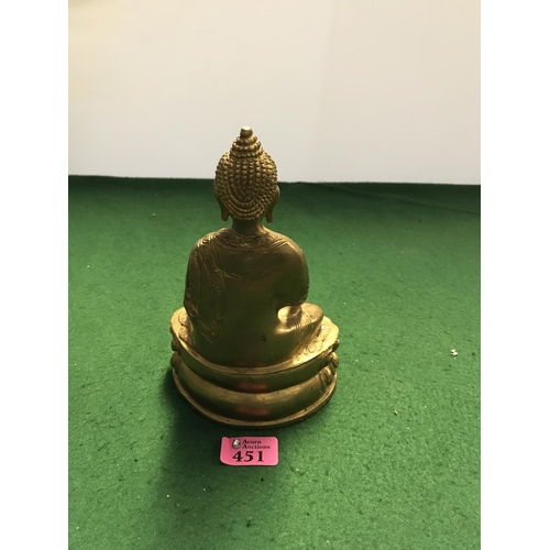 451 - LARGE BRASS DEITY FIGURE - 15CMS X 22CMS