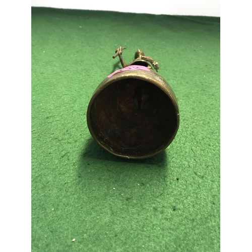 452 - VINTAGE BRASS & COPPER MOUNTED TEMPLE BELL - NO CLANGER - 25CMS