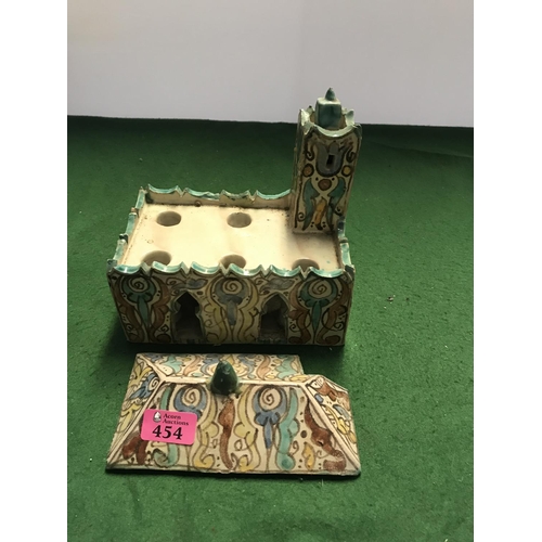 454 - EARLY UNUSUAL MODEL CHURCH - WHEN OPEN REVEALS SPACES TO HOLD CANDLES - 20CMS X 13CMS X 20CMS H OVER... 