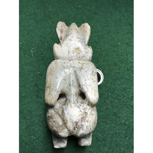 474 - ORIENTAL NATURAL STONE CARVING OF A FIGURE - 15CMS H