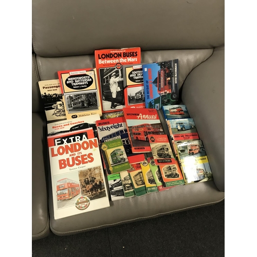 577 - BOX OF MAINLY VINTAGE & MODERN TRAM & BUS BOOKS ETC