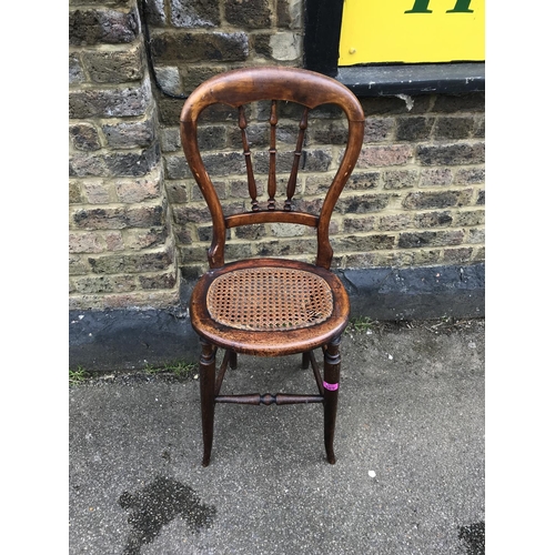 589 - VINTAGE DOLLS DISPLAY CHAIR WITH RATTAN SEAT A/F - 95CMS H - COLLECTION ONLY OR ARRANGE OWN COURIER