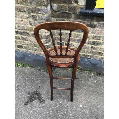 589 - VINTAGE DOLLS DISPLAY CHAIR WITH RATTAN SEAT A/F - 95CMS H - COLLECTION ONLY OR ARRANGE OWN COURIER