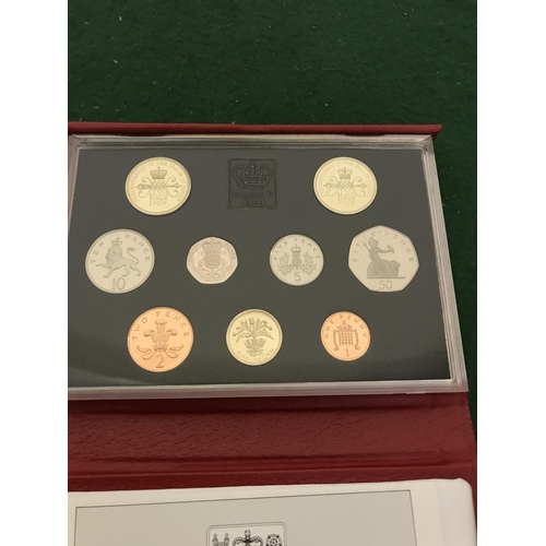 612 - CASED SET OF PROOF COIN COLLECTION FOR 1989 ISSED BY THE ROYAL MINT