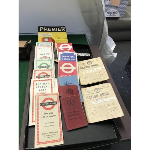 627 - LARGE COLLECTION OF BUS MEMORABILIA INC TICKETS, MAPS, BOOKS, LARGE QTY APPROX 200 BLACK & WHITE PHO... 