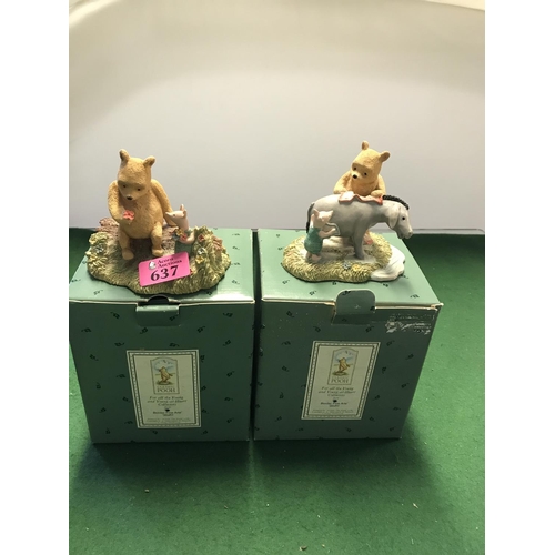 637 - 2 X BOXED BORDER FINE ARTS WINNIE THE POOH FIGURES