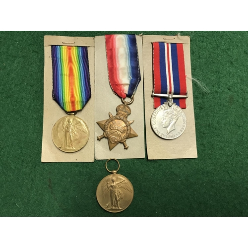 119 - 3 X WW1 MEDALS - 2 X WITH RIBBONS. 1 X WW11 MEDAL WITH RIBBON