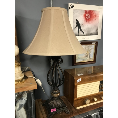 127 - LARGE TABLE LAMP WITH SHADE - 80CMS HIGH TO TOP OF SHADE - ELECTRICAL ITEMS SHOULD BE CHECKED BY A Q... 