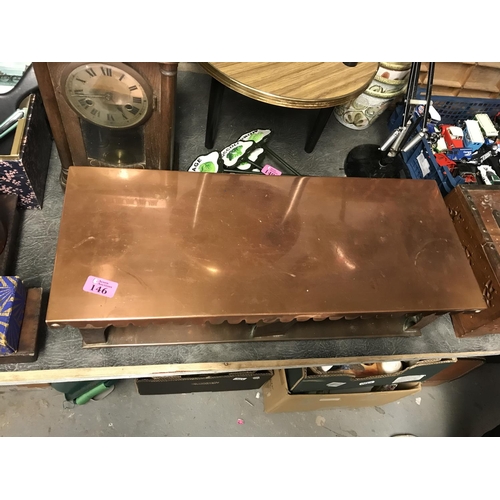 146 - LARGE VINTAGE  C1920s COPPER FOOD / PLATE WARMER WITH 3 SPIRIT BURNERS - 60CMS X 25CMS X 18CMS H - T... 