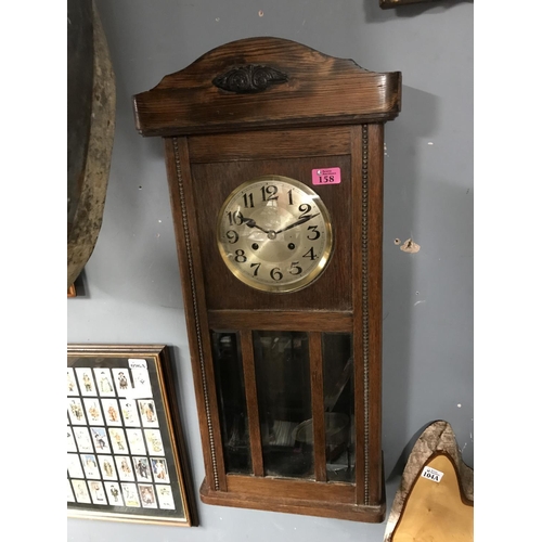 158 - VINTAGE WALL CLOCK - 34CMS X 74CMS - COLLECTION ONLY OR ARRANGE OWN COURIER - CLOCKS & WATCHES ARE N... 