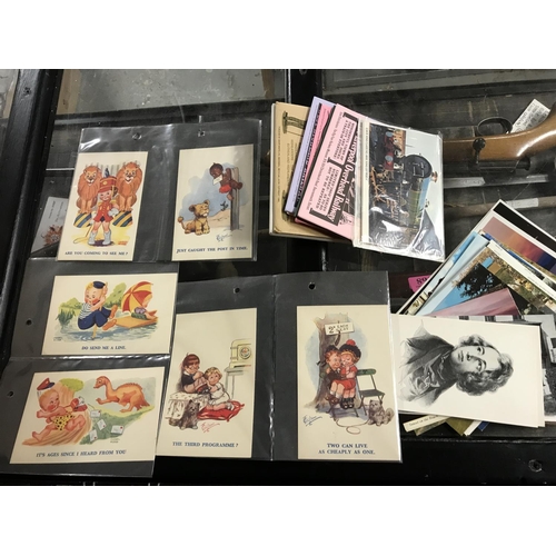 162 - BOX OF POSTCARDS & EPHEMERA INC GILSON COMICAL POSTCARDS