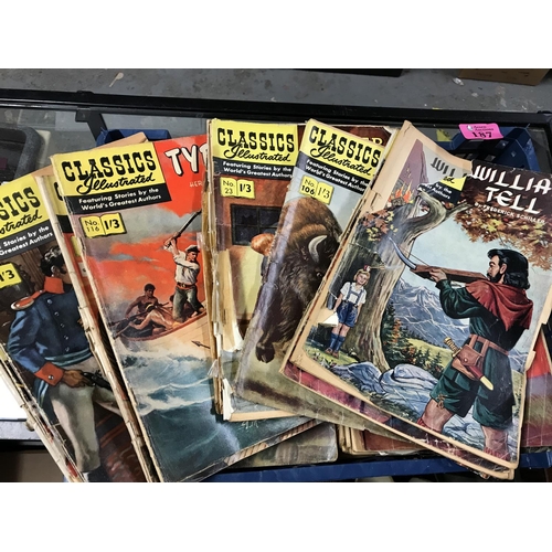 187 - APPROX 60+ CLASSICS ILLUSTRATED MAGS/COMICS FROM 1950s / 60s