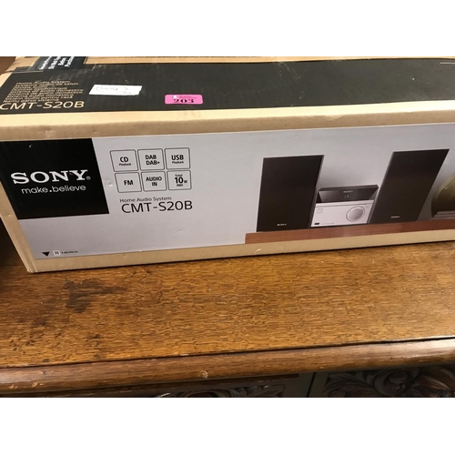 203 - NEW BOXED SONY CMT-S20B HOME AUDIO SYSTEM