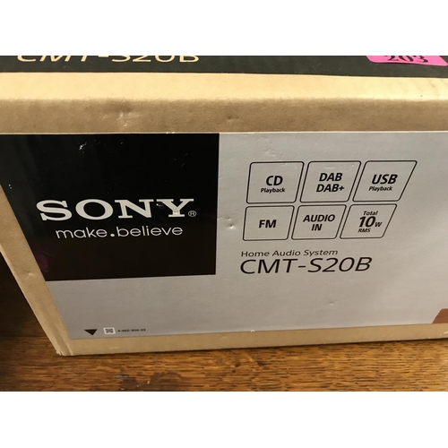 203 - NEW BOXED SONY CMT-S20B HOME AUDIO SYSTEM