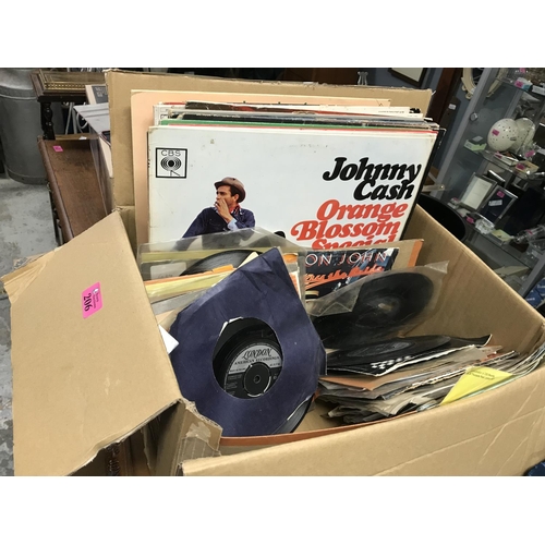 206 - SMALL BOX OF LP's & 45s INC DOCTOR HOOK, ROD STEWART, ELTON JOHN ETC