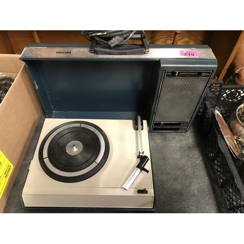 249 - VINTAGE PHILLIPS PORTABLE RECORD PLAYERS WITH BUILT IN SPEAKER