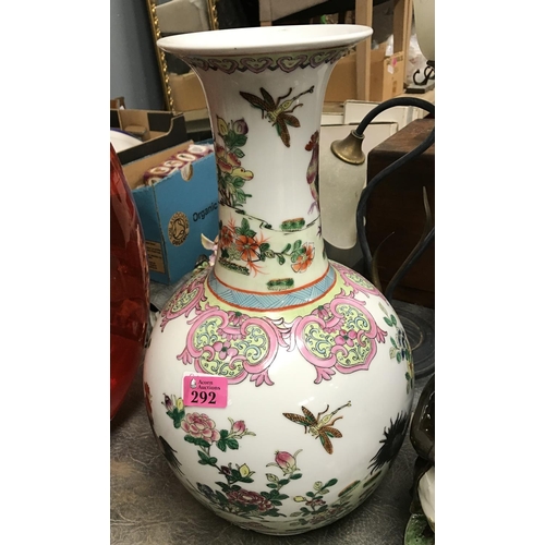 292 - LARGE ORIENTAL FAMILLE ROSE VASE - 43CMS H