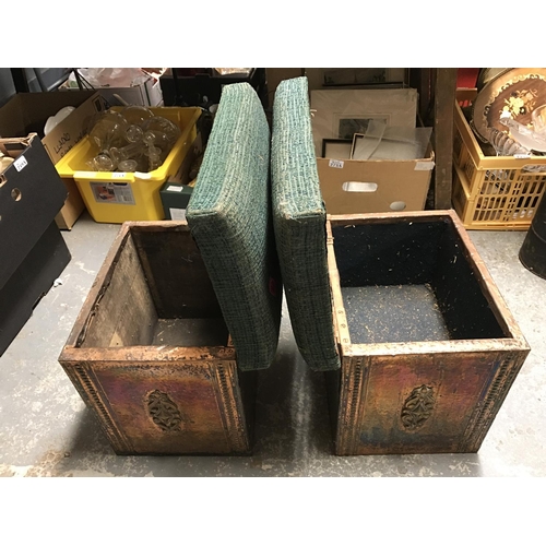 299 - PAIR OF COPPER ARTS & CRAFTS STYLE FIRE BOXES FOR A FENDER - 1 A/F TOP