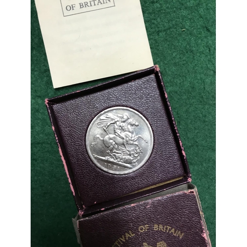 90 - BOXED FESTIVAL OF BRITAIN COIN