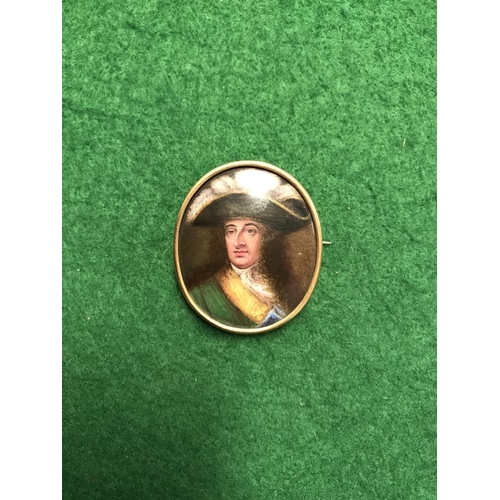 98 - BEAUTIFUL EARLY MINIATURE PAINTING ON BONE BROOCH