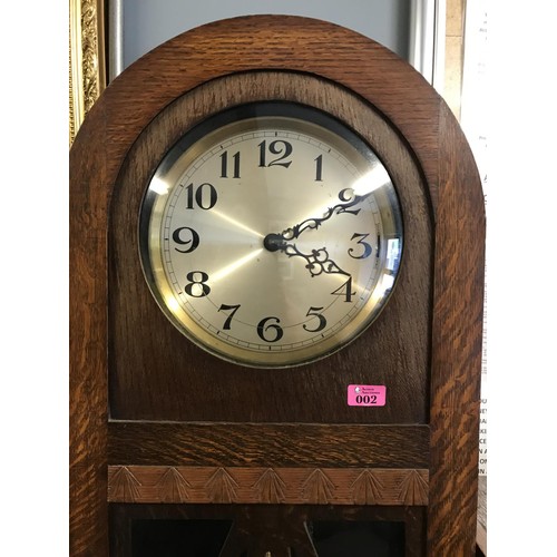 002 - LOVELY VINTAGE 1920/30S GRANDFATHER CLOCK - CLOCKS & WATCHES ARE NOT TESTED - COLLECTION ONLY OR ARR... 