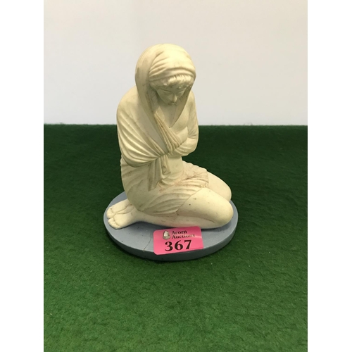 367 - UNUSUAL CERAMIC FIGURE OF A WOMAN KNEELING - 15CMS H