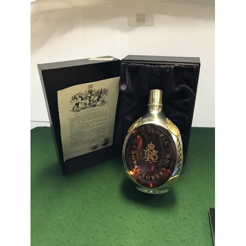 378 - CASED BOTTLE OF COLLECTORS THE DIMPLE ROYAL SOVEREIGN WHISKY - WITH PAPERWORK