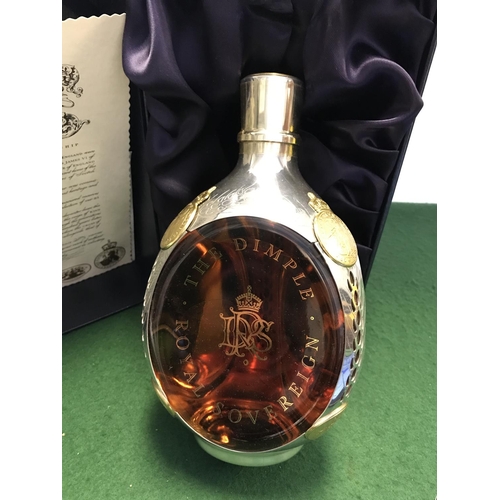 378 - CASED BOTTLE OF COLLECTORS THE DIMPLE ROYAL SOVEREIGN WHISKY - WITH PAPERWORK