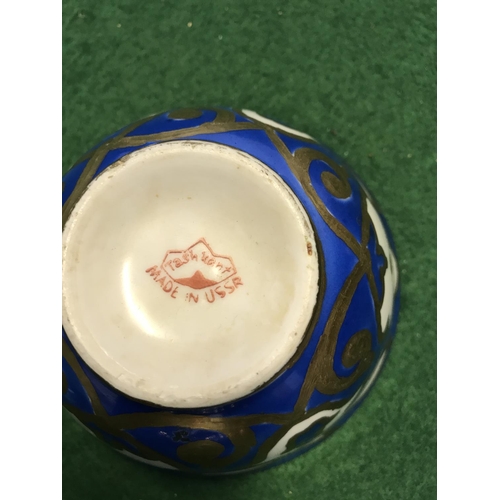 418 - LOVELY EARLY HAND PAINTED RUSSIAN TEA BOWL - DIAMETER 11CMS